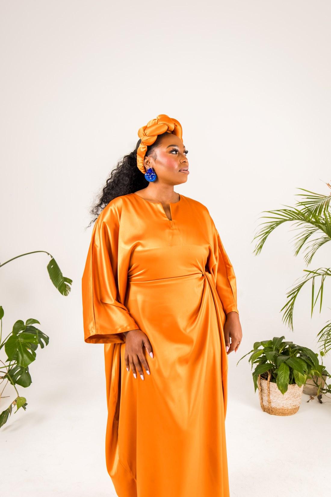 Orange satin kaftan